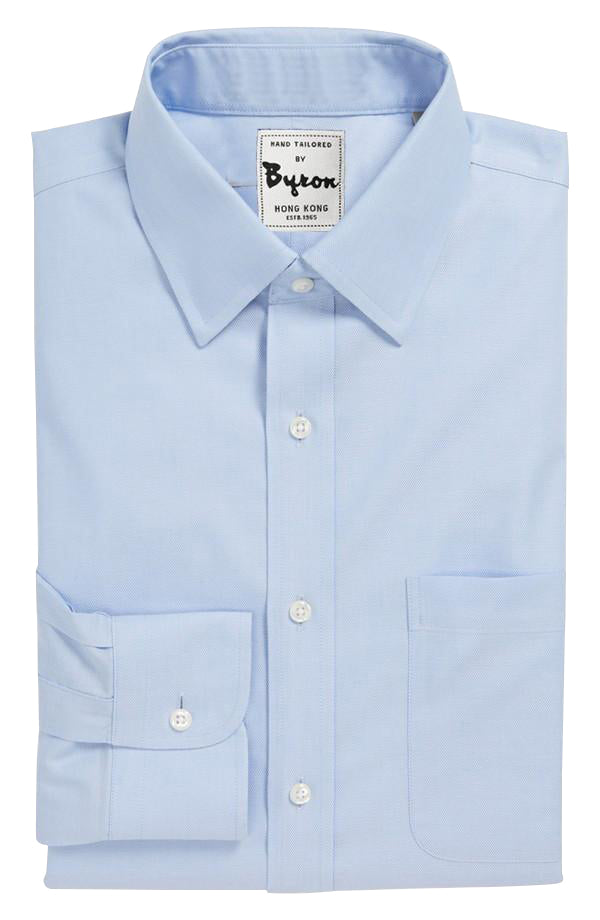 Lt Blue Solid Shirt, Medium Spread Collar, Rounded Cuff