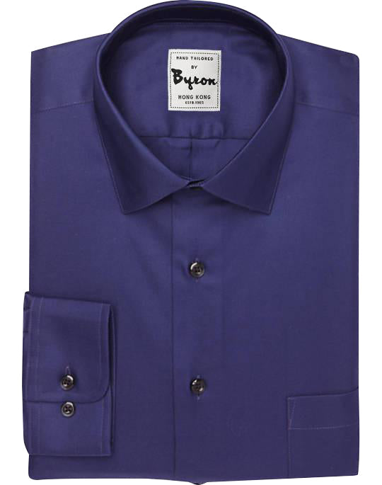Midnight Blue Solid Shirt, Forward Point Collar, Round Cuff