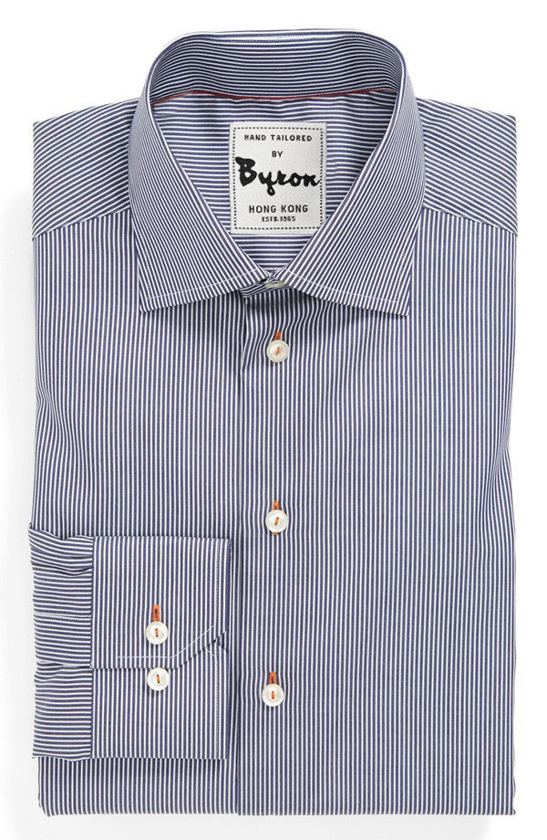 White and Blue Chinoise Thin Striped Shirt