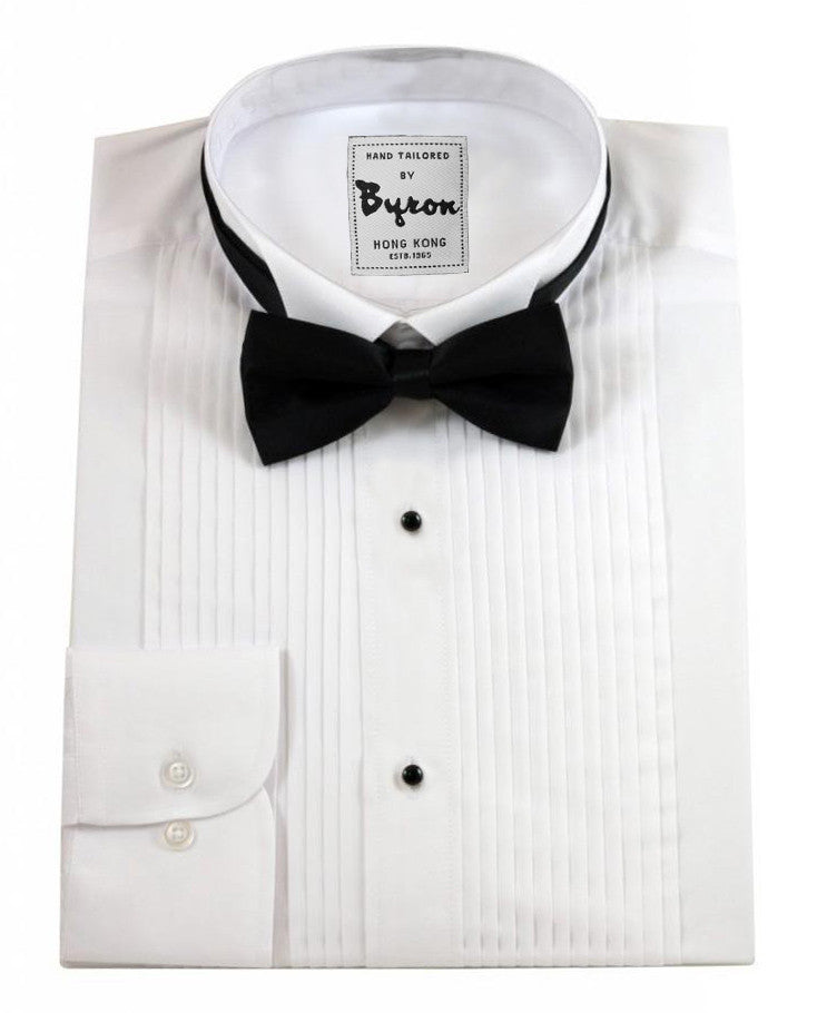 Wingtip Collar with Pleated Front & Regular Cuff, with Bow Tie and Stud Buttons