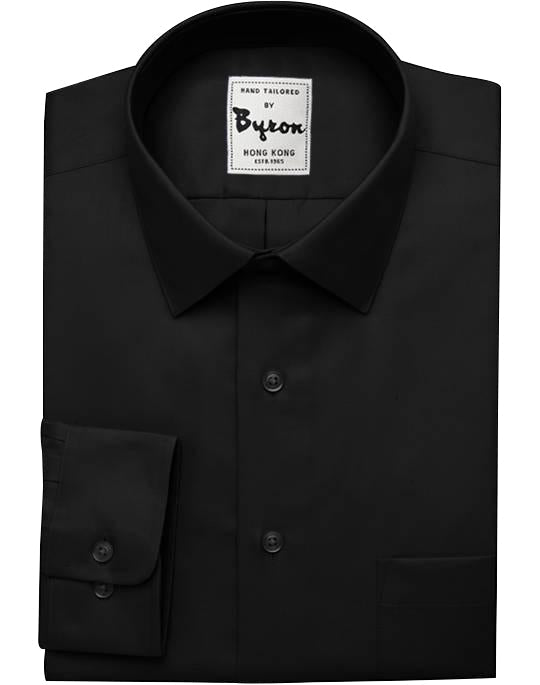 Black Solid Shirt, Forward Point Collar, Standard Cuff