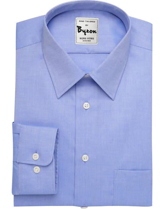 Blue Solid, Forward Point Collar, Round Cuff