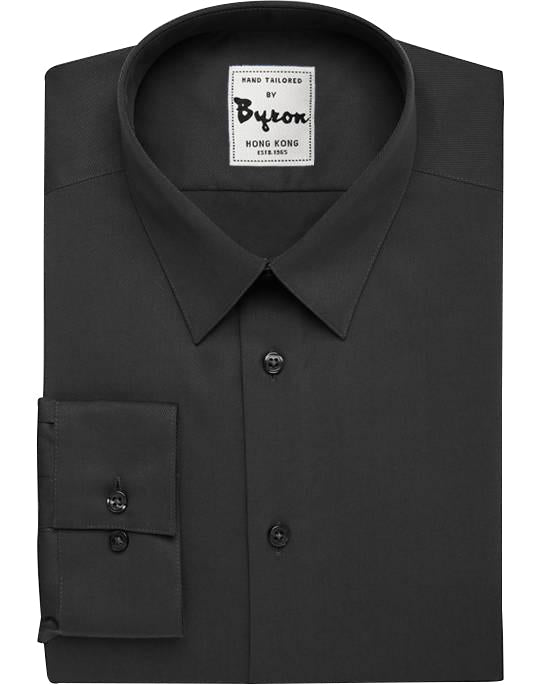 Dark Charcoal Solid Shirt, Narrow Forward Point Collar, Standard Cuff