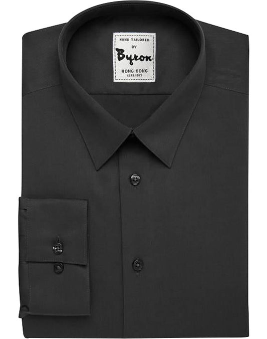 Dark Charcoal Solid Shirt, Narrow Forward Point Collar, Standard Cuff