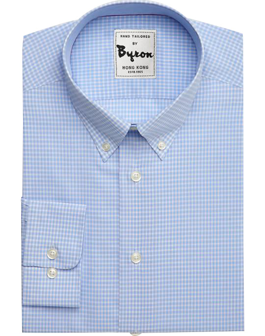 Light Blue Micro Check Shirt, Button Down Collar