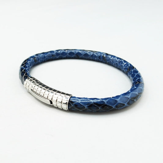 Dark Blue Python Skin with Silver Clasp