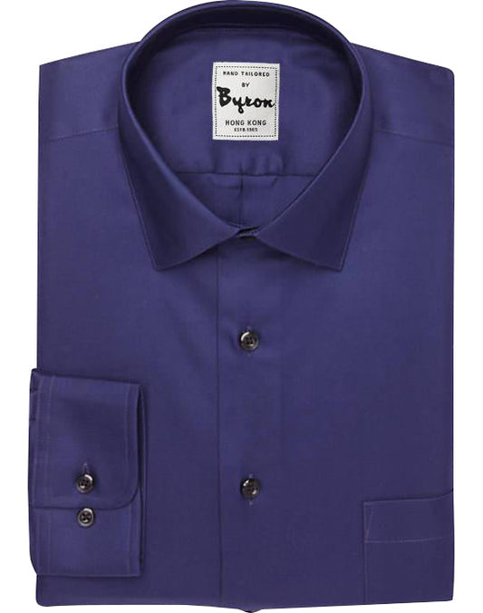 Midnight Blue Solid Shirt, Forward Point Collar, Round Cuff