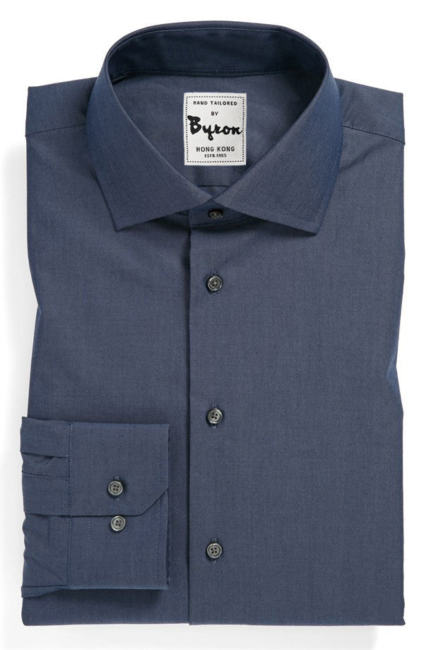 Navy Solid Shirt 05, English Spread Collar, Angled Cuff