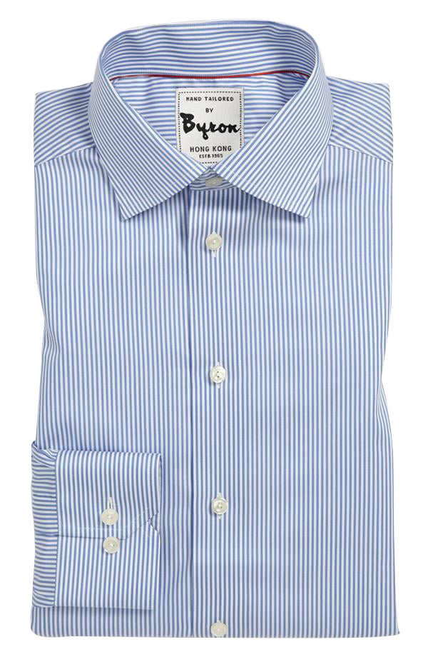 White and Blue Calm Thin Striped Shirt