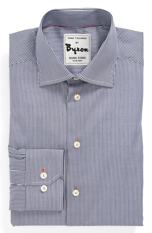 White and Blue Chinoise Thin Striped Shirt